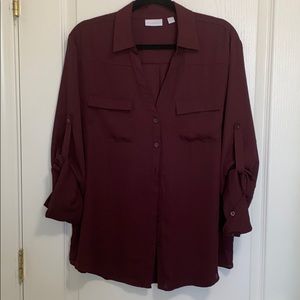 2XL New York and Company Dark Burgundy Blouse